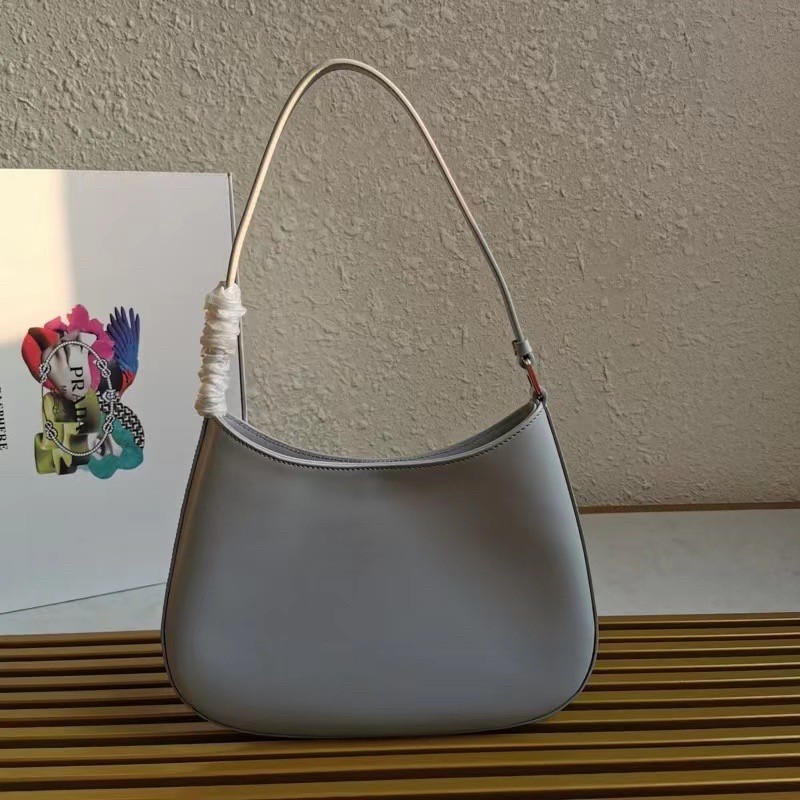 Pra*a cleo shoulder small bag in blue brushed leather