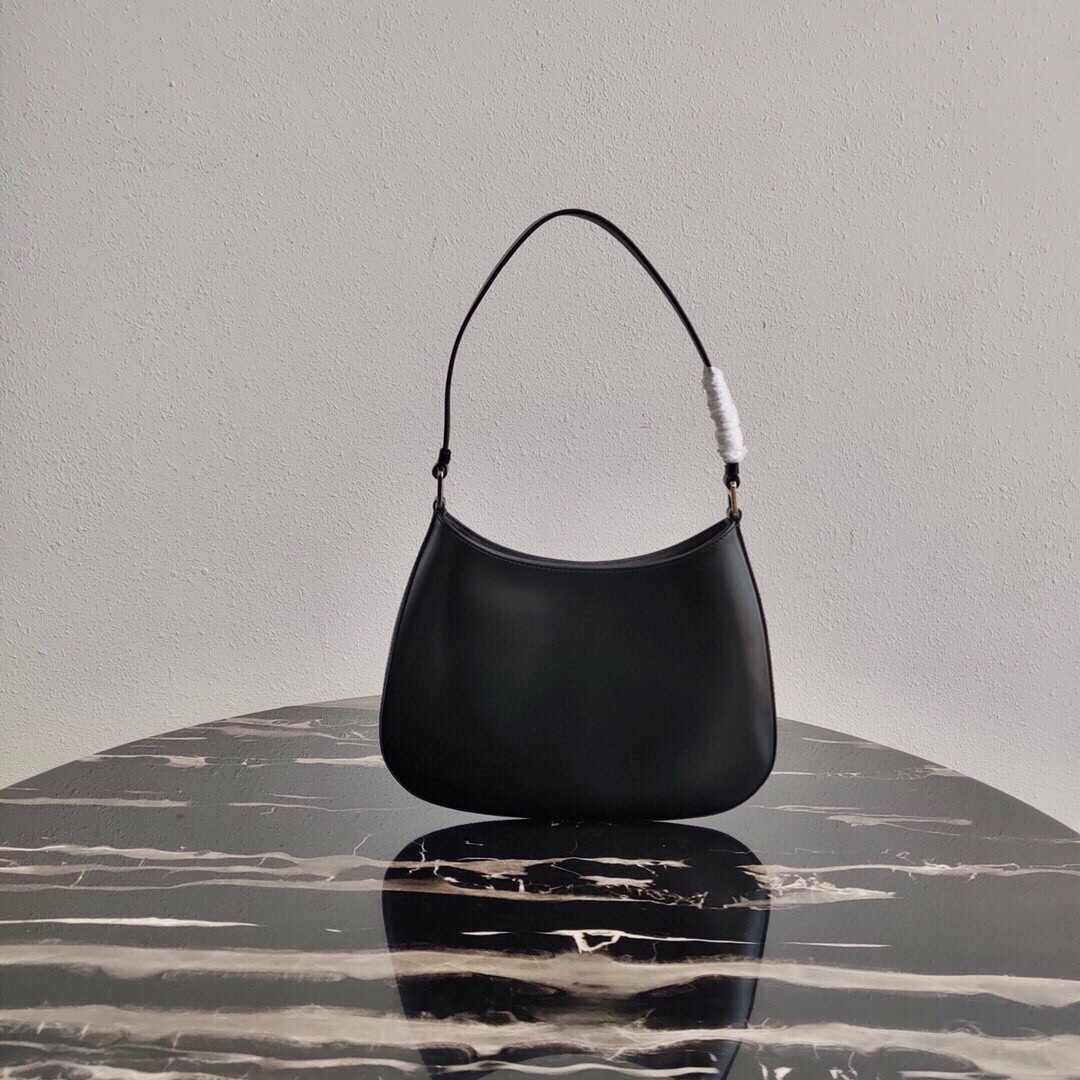 Pra*a cleo small shoulder bag in black brushed leather