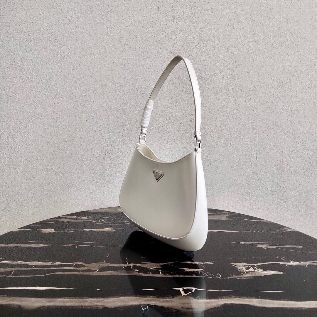 Pra*a cleo small shoulder bag in white brushed leather