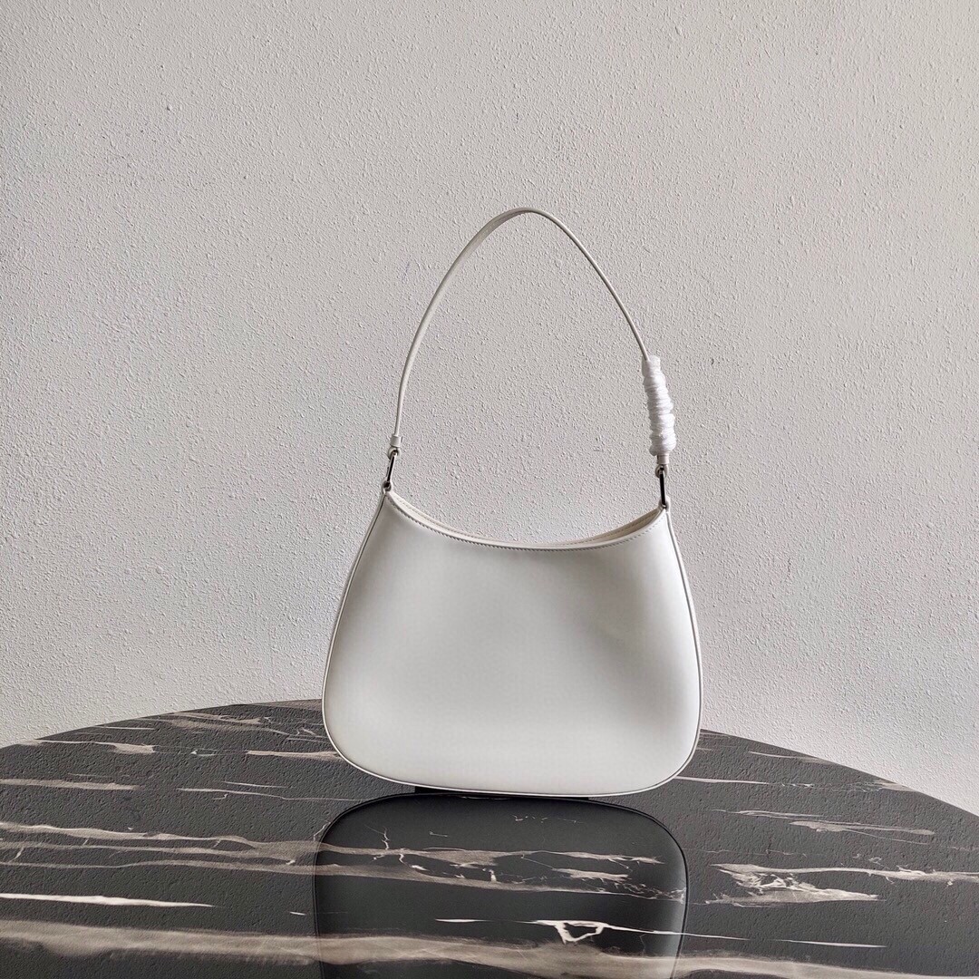 Pra*a cleo small shoulder bag in white brushed leather