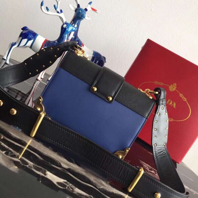 Pra*a cahier shoulder bag in blue/black leather