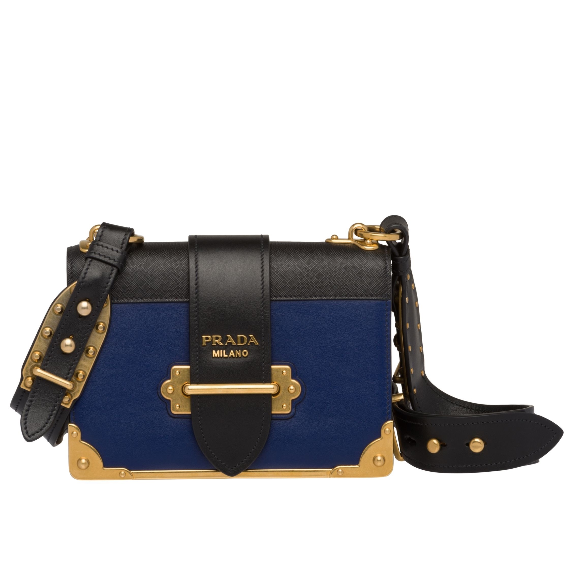 Pra*a cahier shoulder bag in blue/black leather
