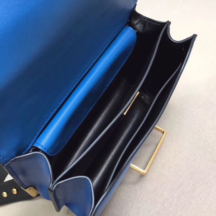 Pra*a cahier shoulder bag in blue hydra /black leather