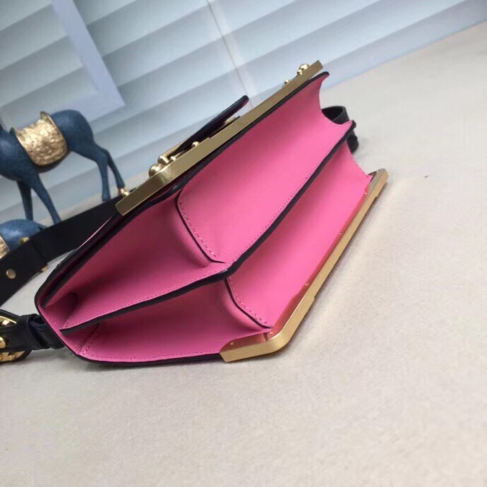 Pra*a cahier shoulder bag in pink/black leather