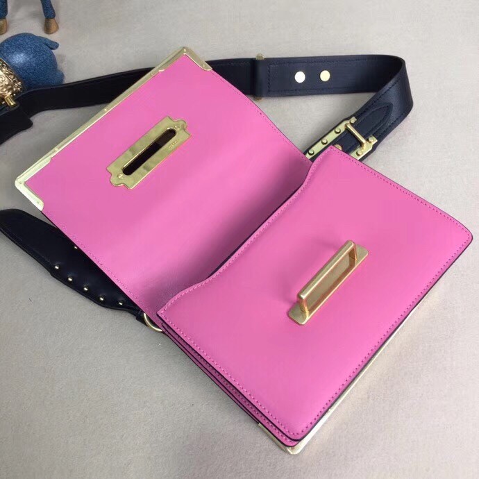 Pra*a cahier shoulder bag in pink/black leather