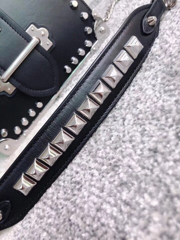 Pra*a cahier studded leather shoulder bag