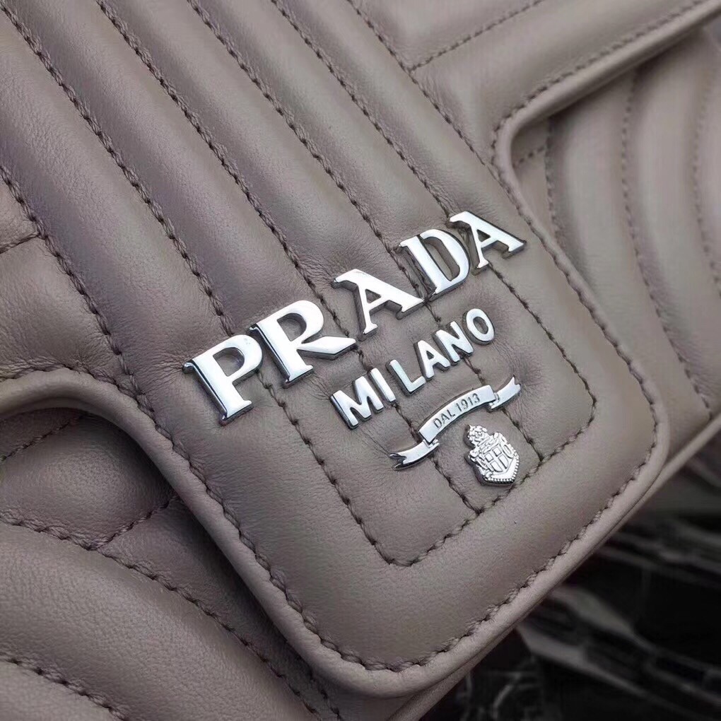 Pra*a diagramme flap bag in grey calfskin