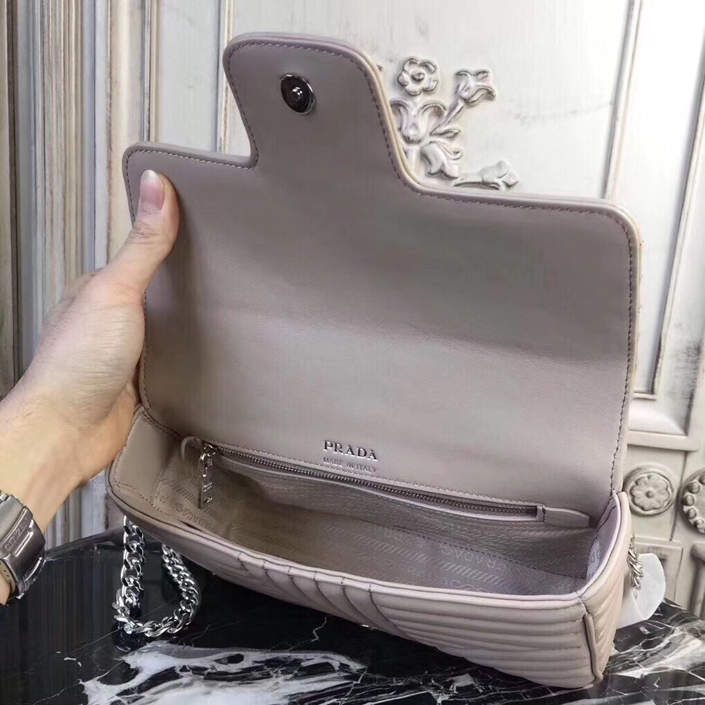 Pra*a diagramme flap bag in grey calfskin