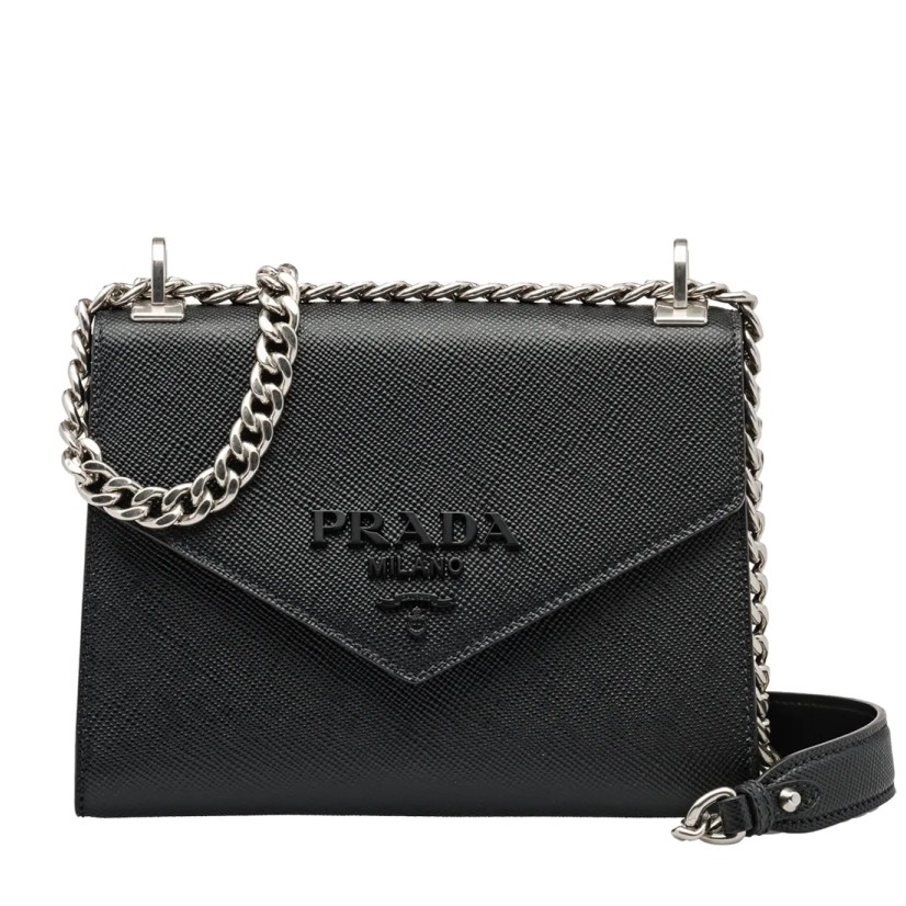 Pra*a so black monochrome flap bag