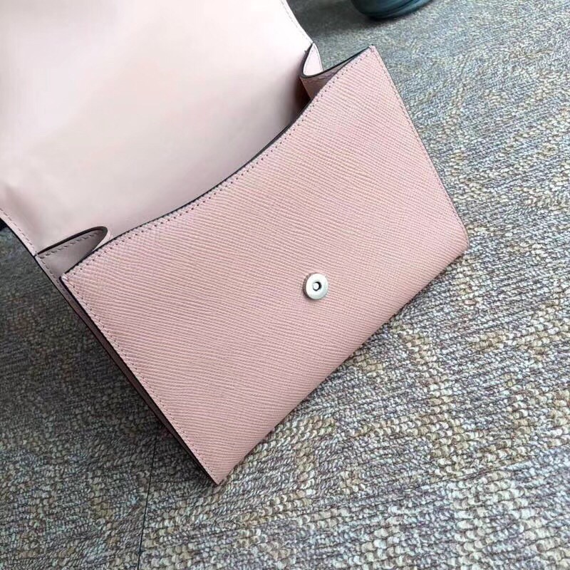 Pra*a monochrome flap bag in powder pink saffiano leather