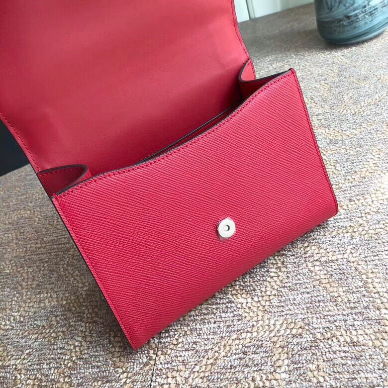 Pra*a monochrome flap bag in red saffiano leather