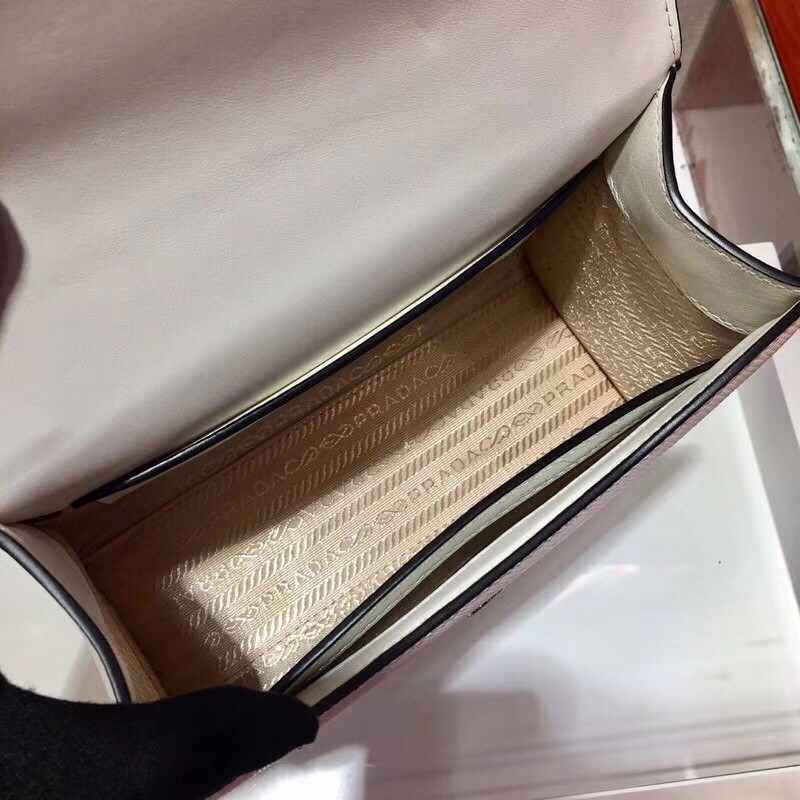 Pra*a monochrome flap bag in white saffiano leather