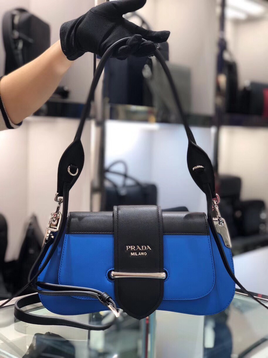 Pra*a sidonie shoulder bag in blue/black leather