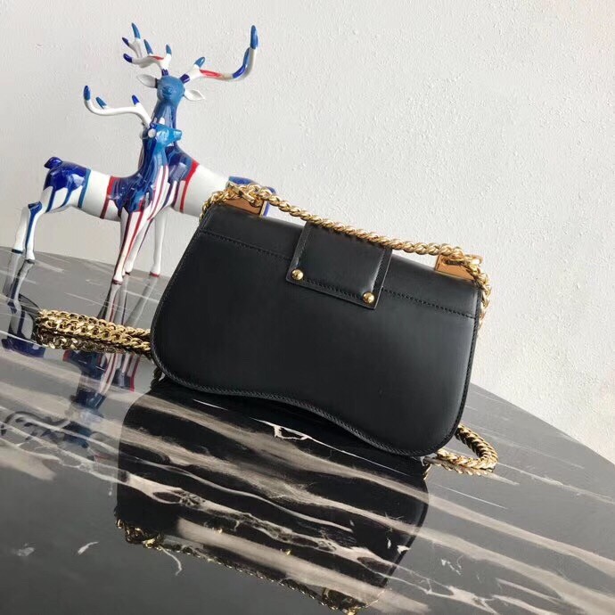Pra*a sidonie shoulder bag in black calfskin