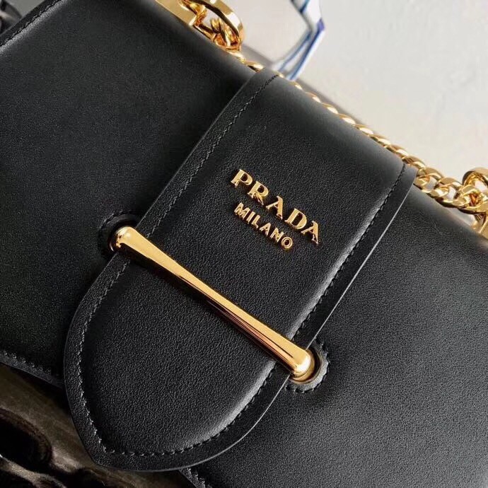 Pra*a sidonie shoulder bag in black calfskin