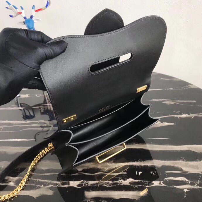 Pra*a sidonie shoulder bag in black calfskin