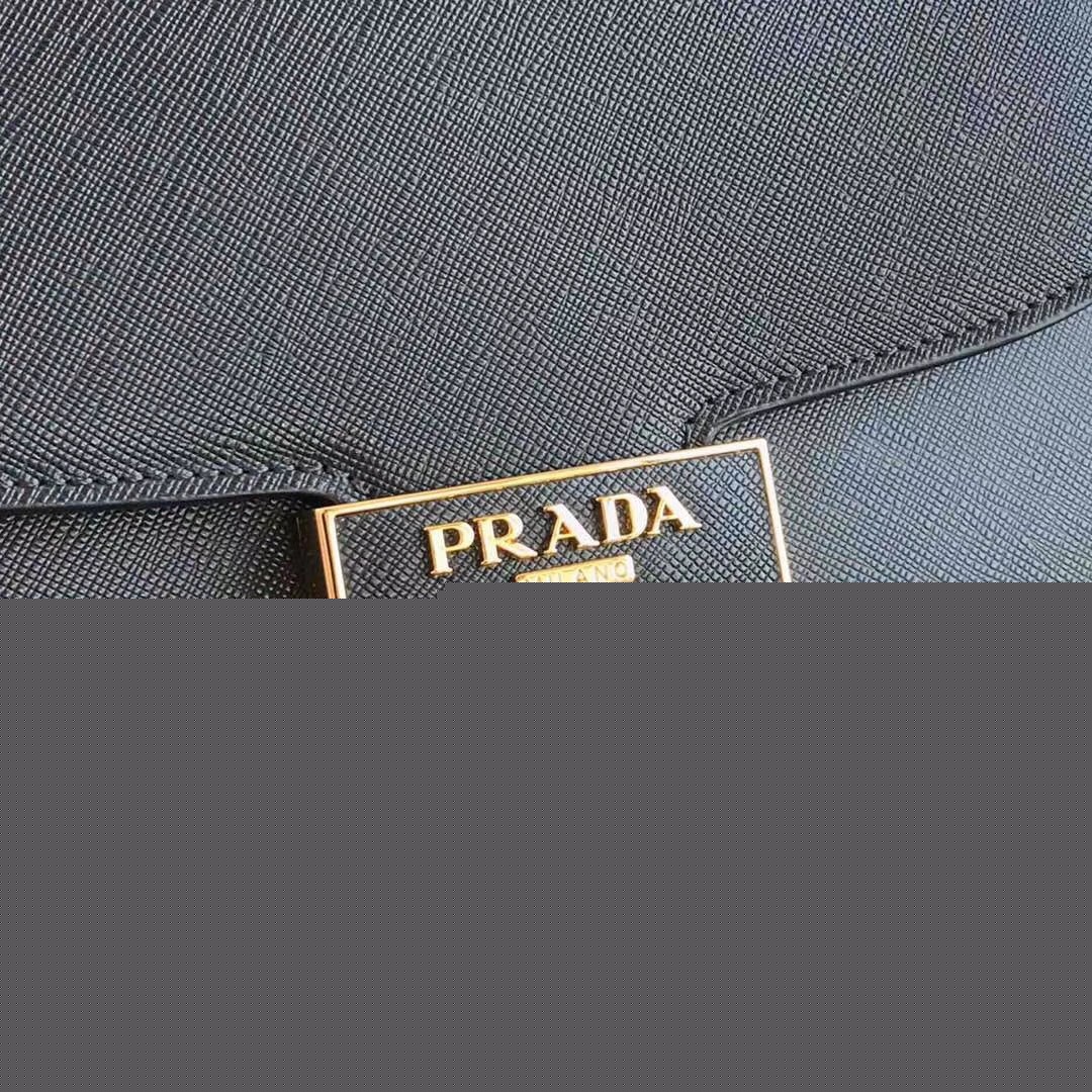 Pra*a embleme bag in black saffiano leather