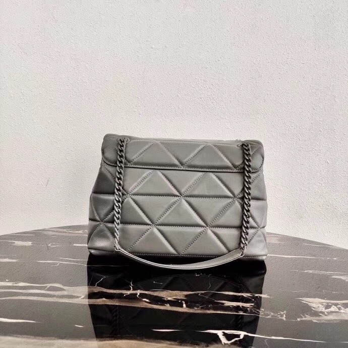 Pra*a spectrum large bag in grey nappa leather