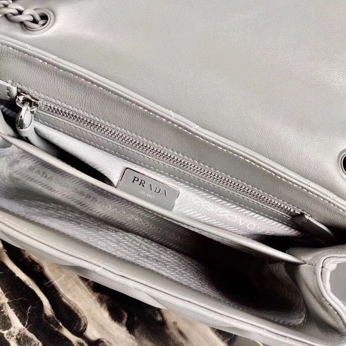 Pra*a spectrum large bag in grey nappa leather
