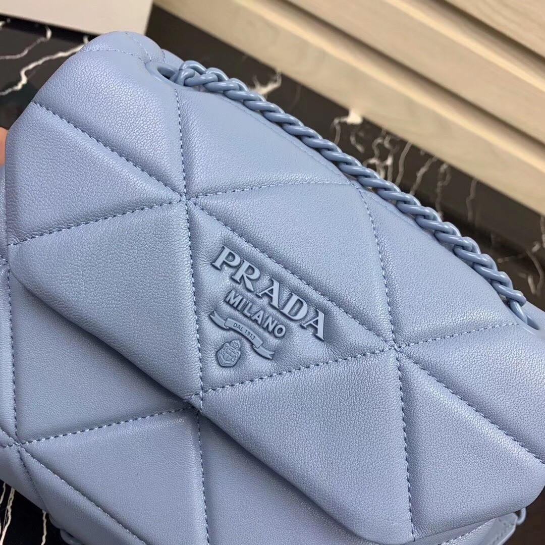 Pra*a spectrum small bag in sky blue nappa leather