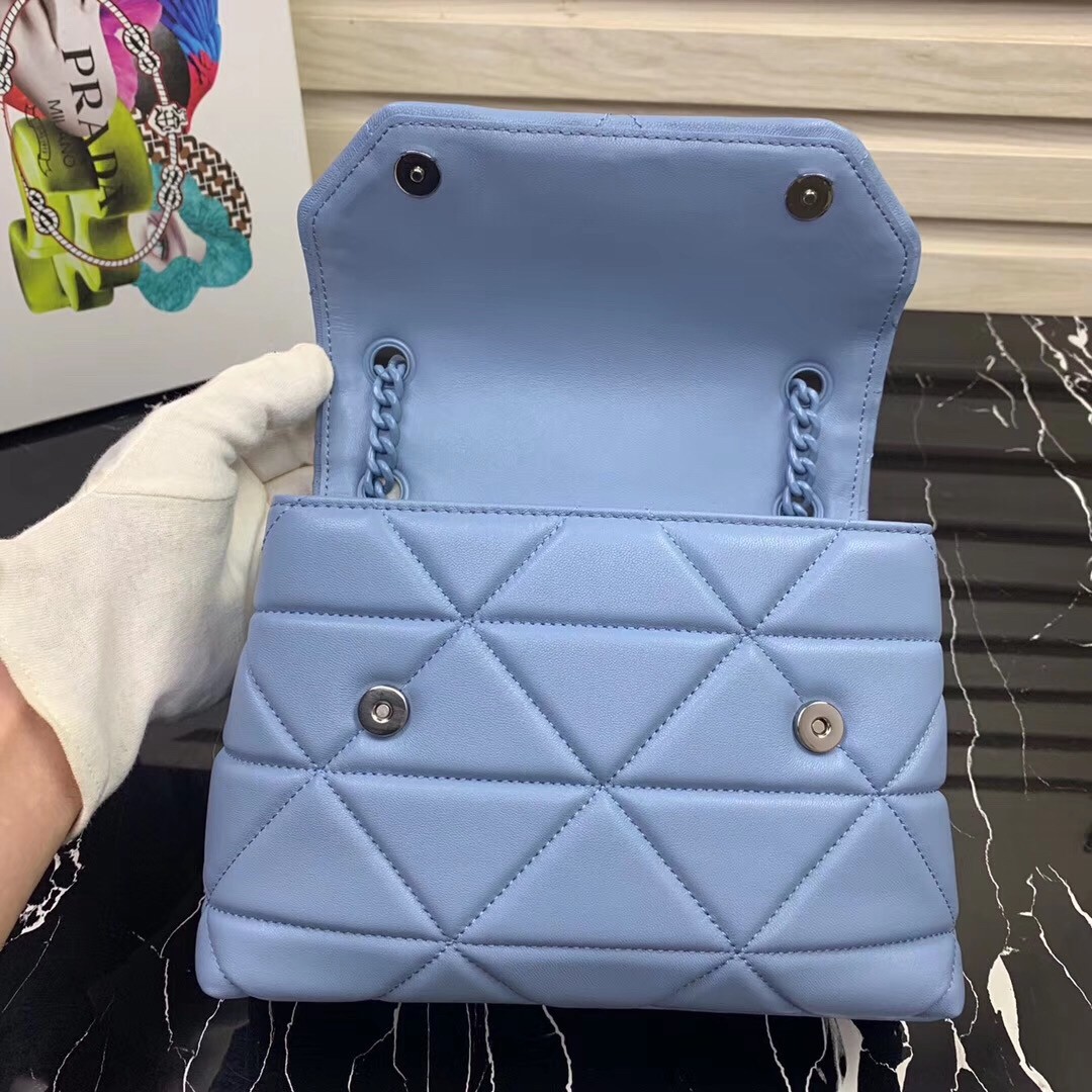 Pra*a spectrum small bag in sky blue nappa leather