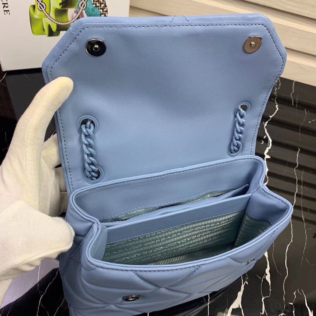 Pra*a spectrum small bag in sky blue nappa leather