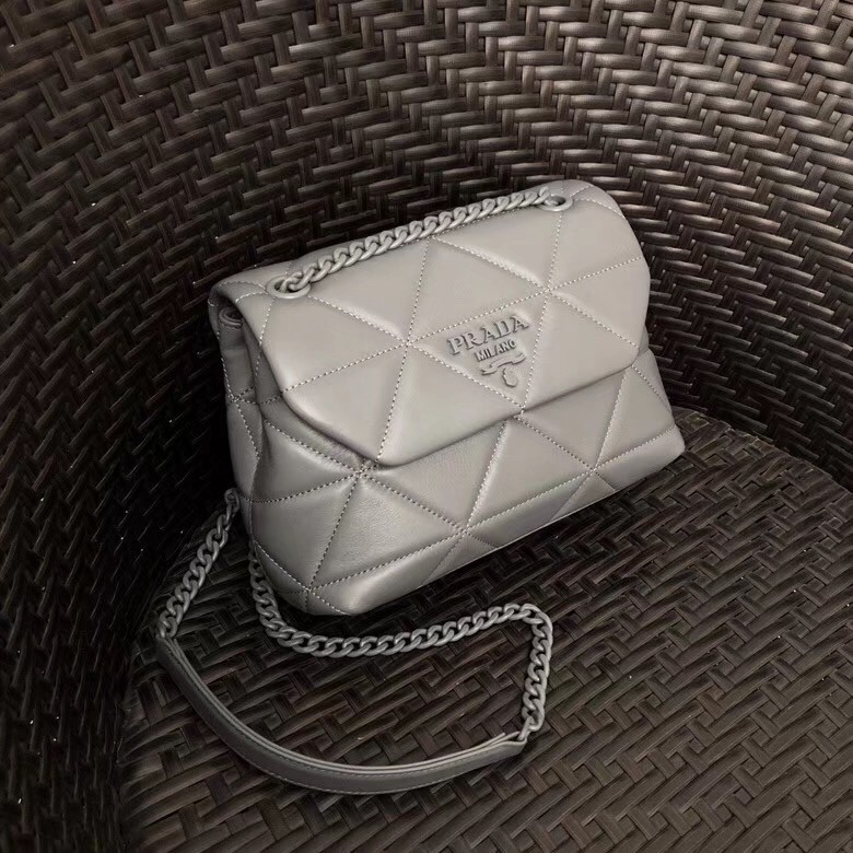 Pra*a spectrum small bag in grey nappa leather
