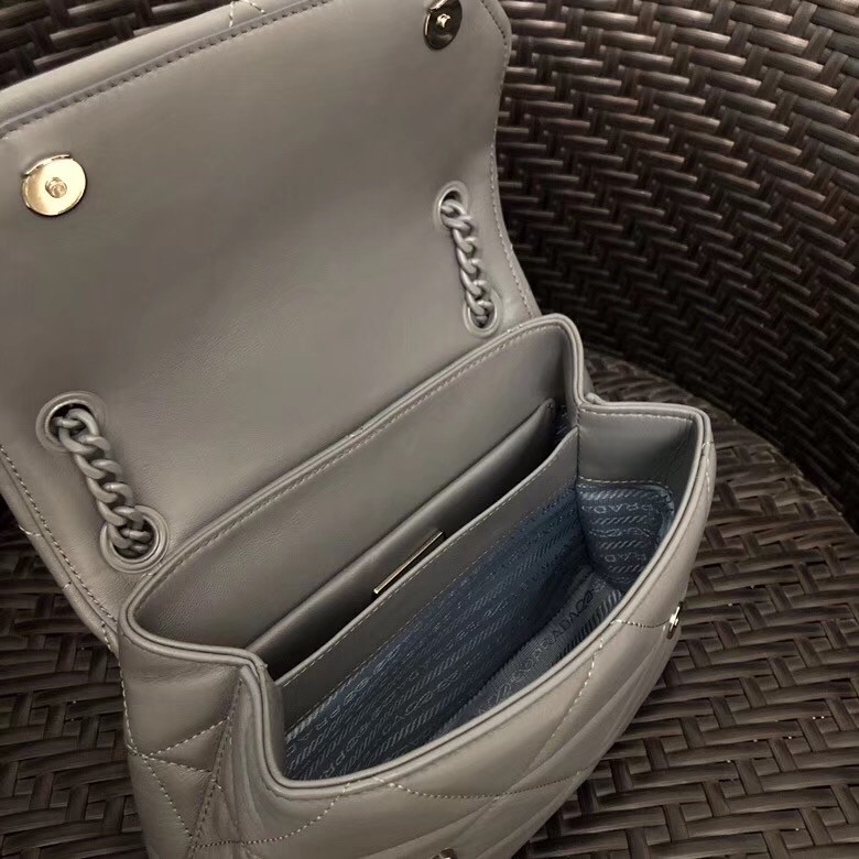 Pra*a spectrum small bag in grey nappa leather