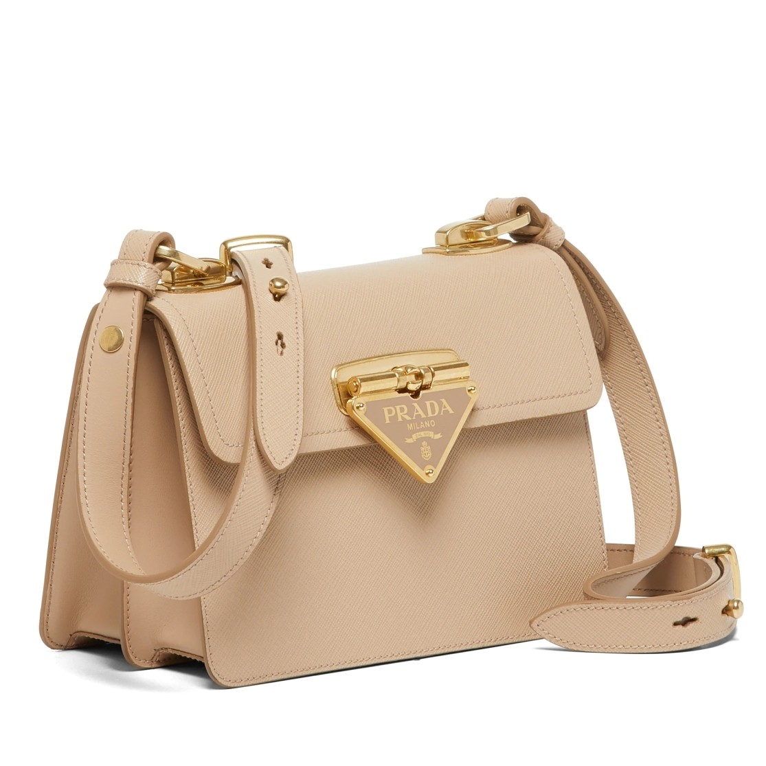 Pra*a symbole shoulder bag in beige saffiano leather