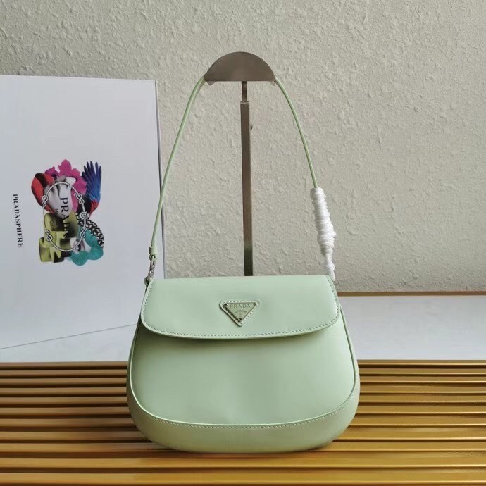 Pra*a aqua brushed leather cleo shoulder bag with flap