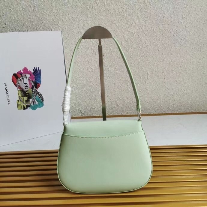 Pra*a aqua brushed leather cleo shoulder bag with flap