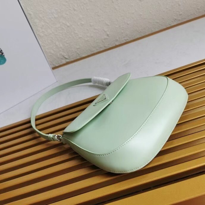 Pra*a aqua brushed leather cleo shoulder bag with flap