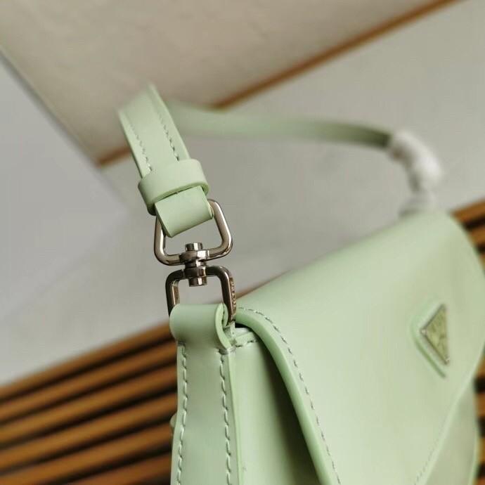 Pra*a aqua brushed leather cleo shoulder bag with flap