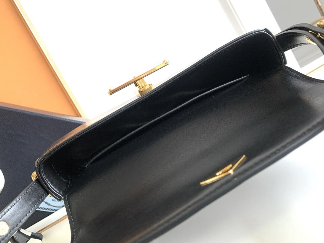 Pra*a shoulder bag in black smooth calfskin