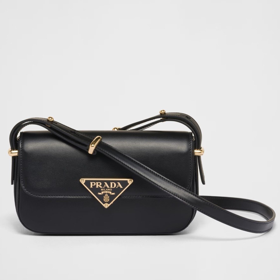 Pra*a shoulder bag in black smooth calfskin