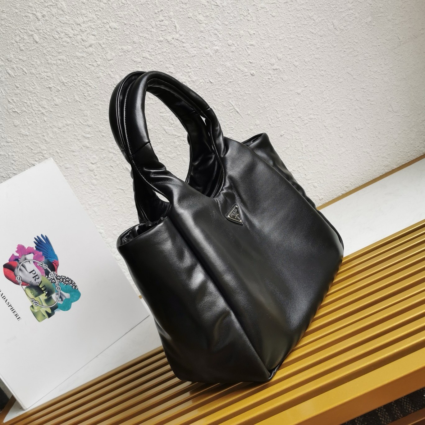 Pra*a medium tote bag in black nappa leather