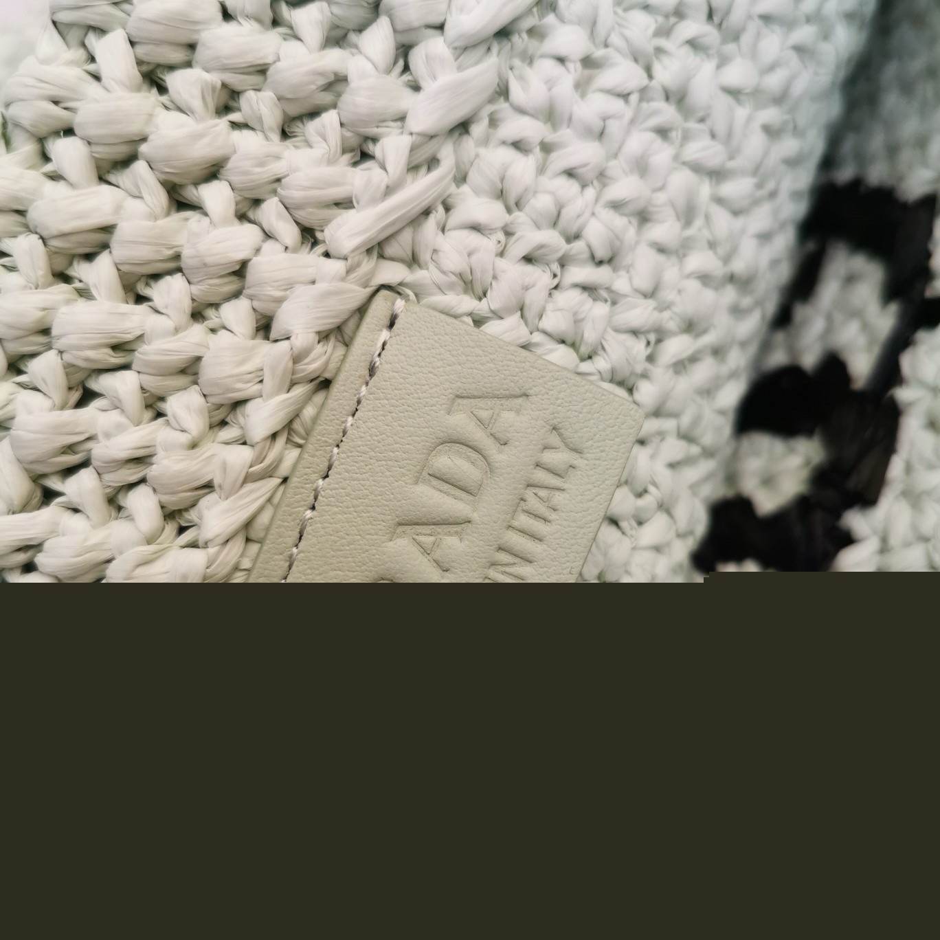 Pra*a small crochet tote bag in aqua raffia-effect yarn
