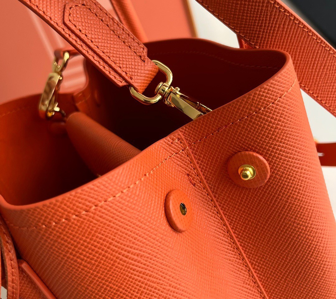 Pra*a double mini bag in orange saffiano leather