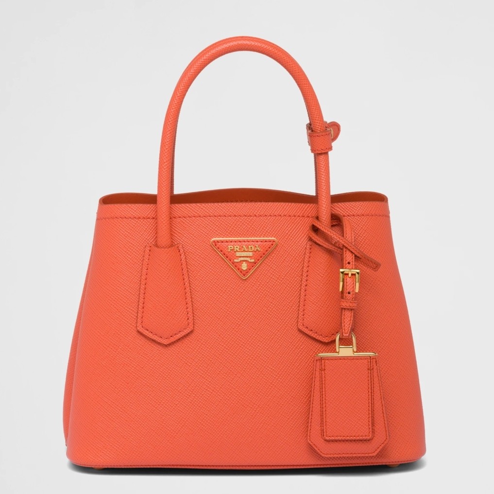 Pra*a double mini bag in orange saffiano leather