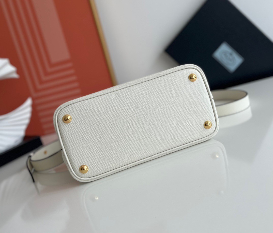 Pra*a double mini bag in white saffiano leather