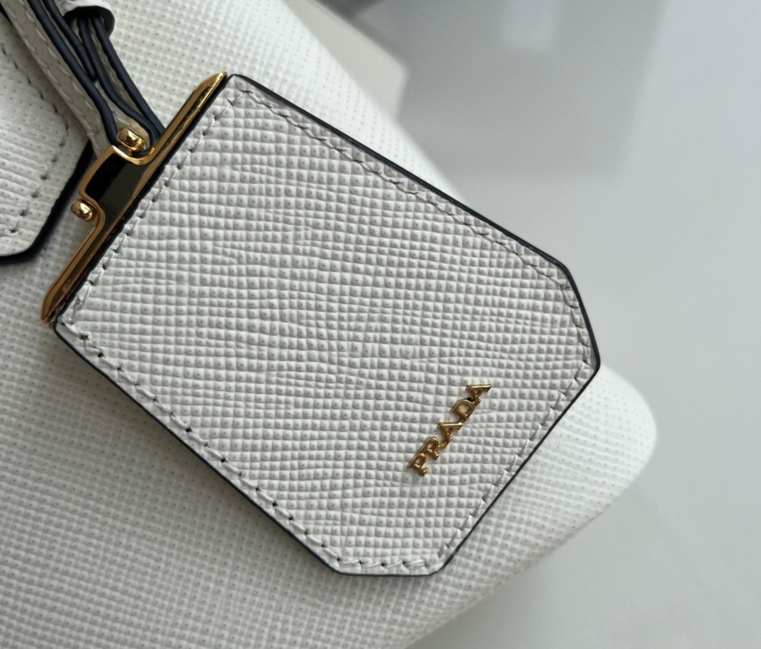Pra*a double mini bag in white saffiano leather