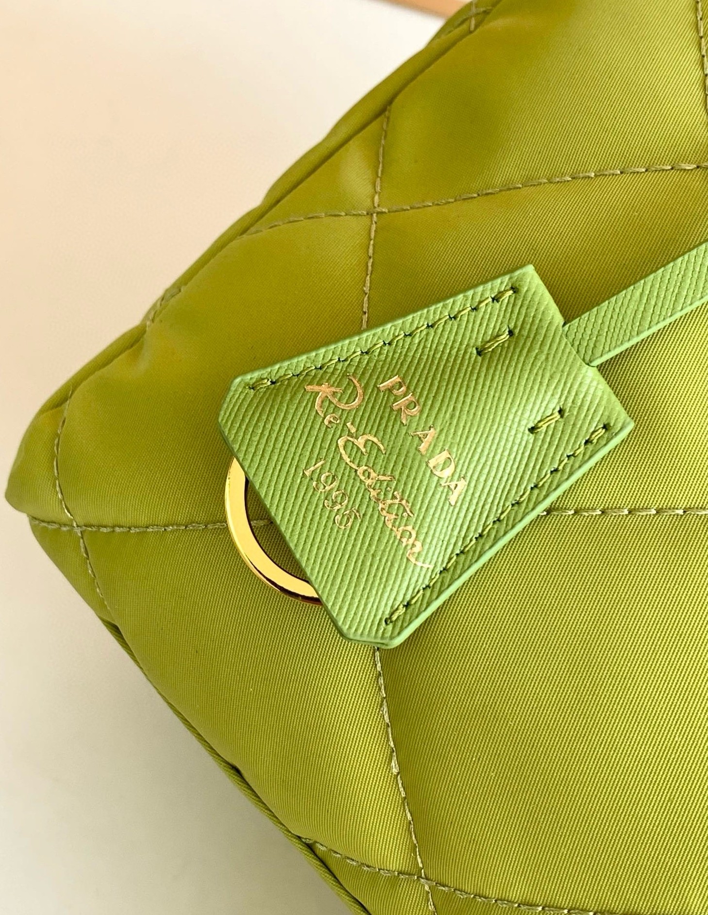 Pra*a re-edition 1995 tote bag in lime green re-nylon