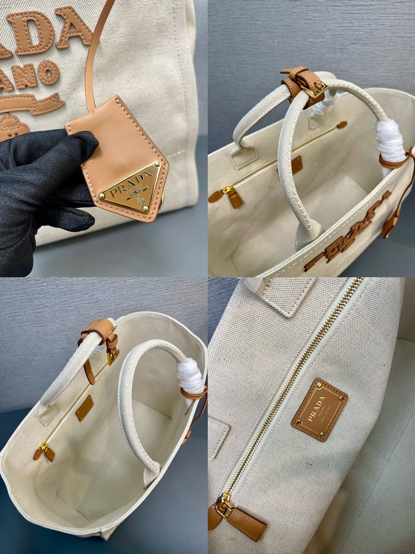 Pra*a large blend tote bag in linen
