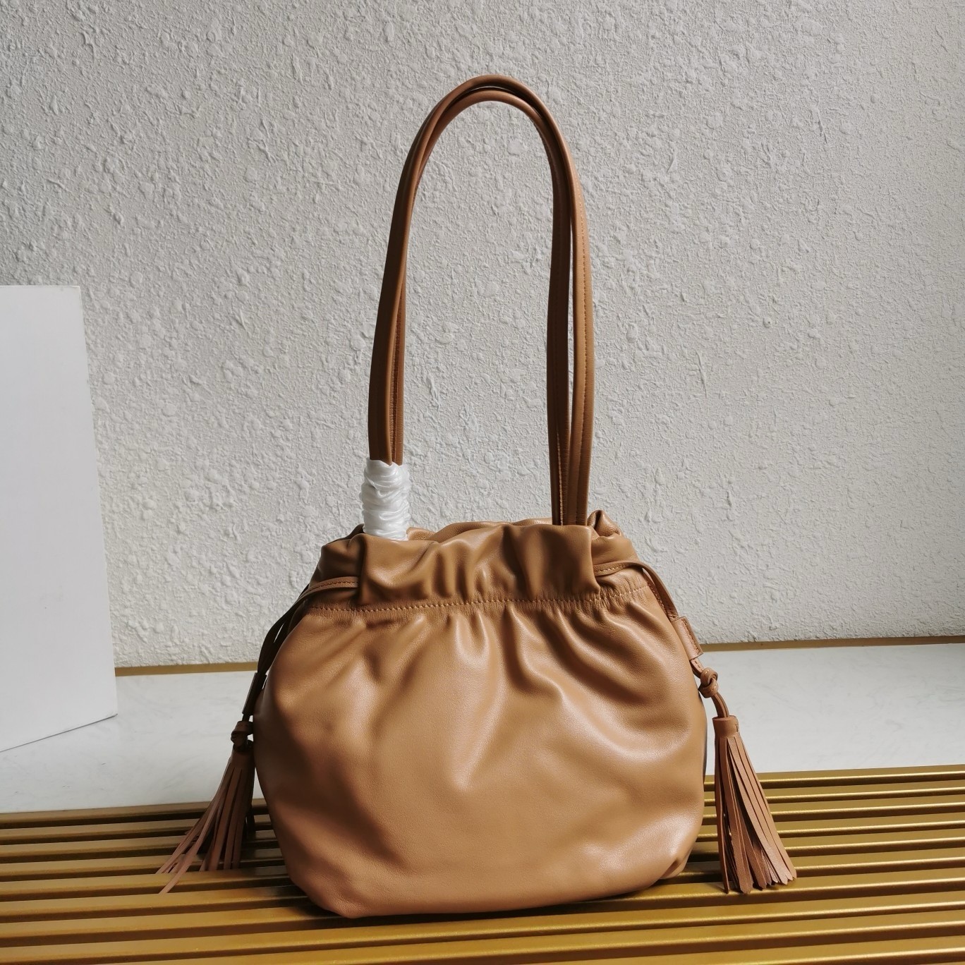 Pra*a shoulder bag in brown nappa leather