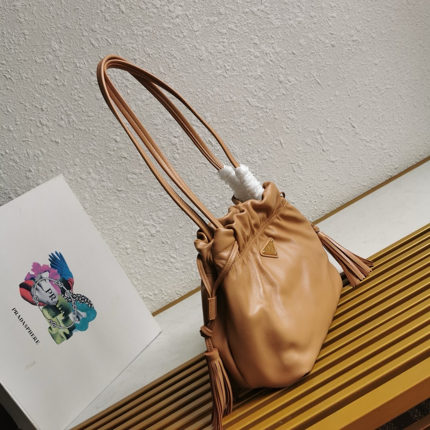 Pra*a shoulder bag in brown nappa leather