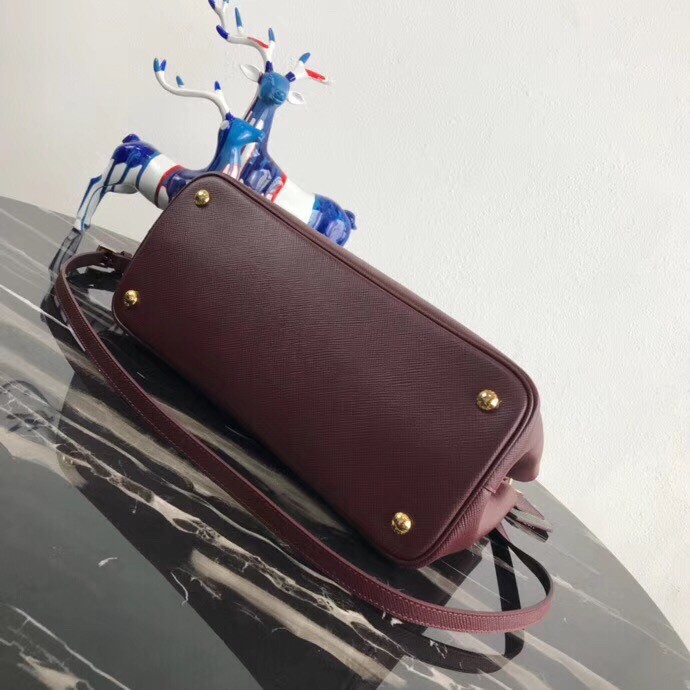 Pra*a bicolor double medium garnet saffiano bag