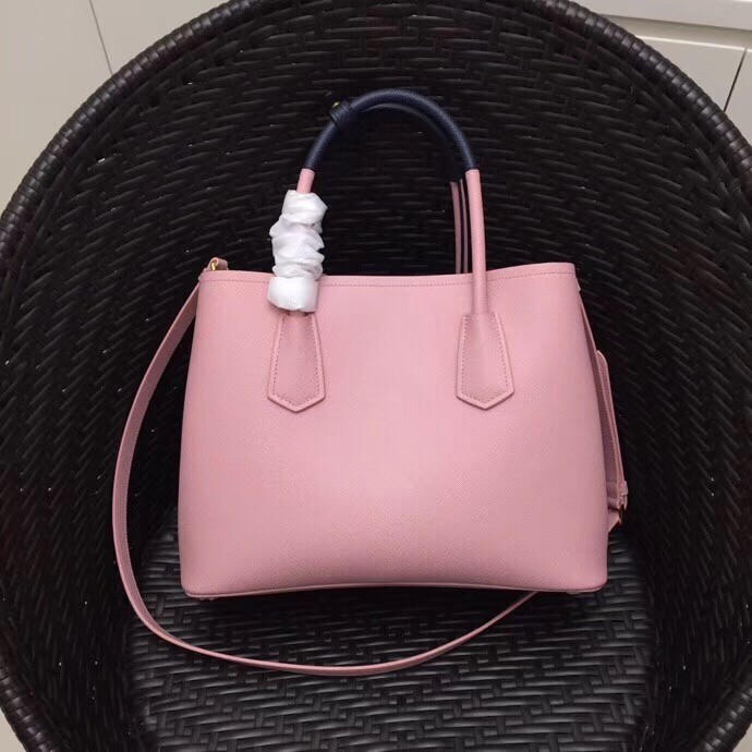 Pra*a bicolor double medium pink saffiano bag