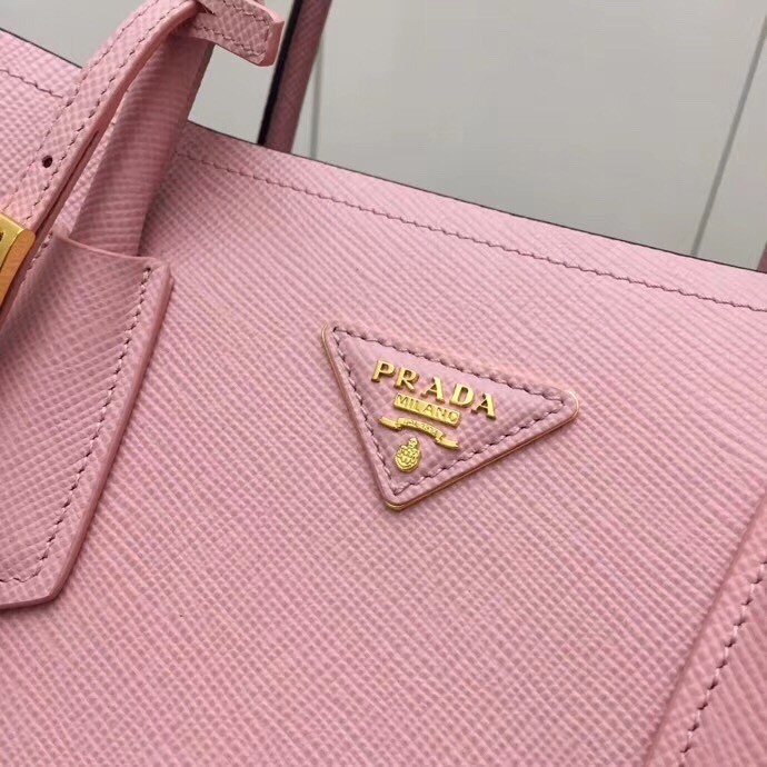 Pra*a bicolor double medium pink saffiano bag