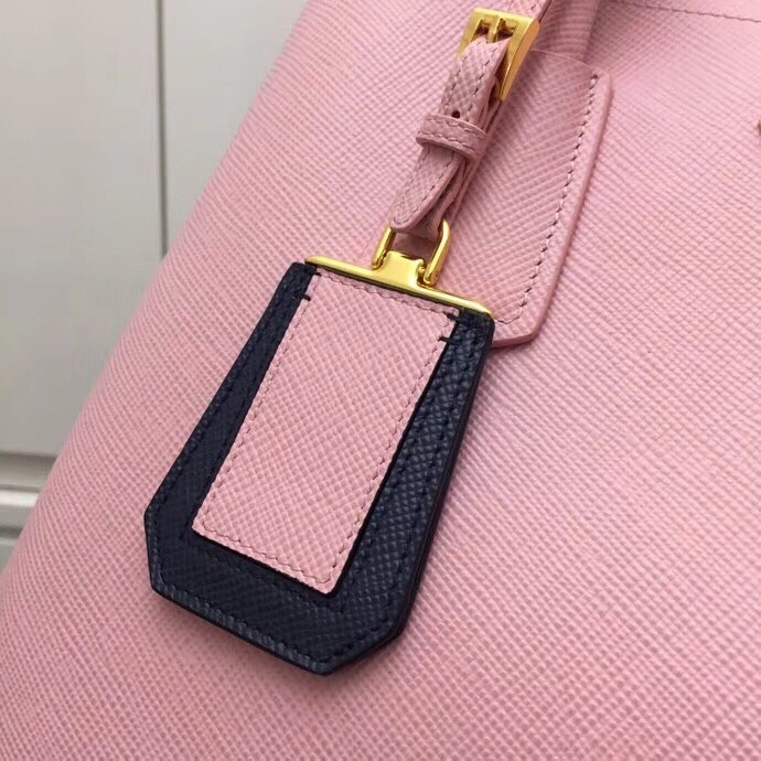 Pra*a bicolor double medium pink saffiano bag