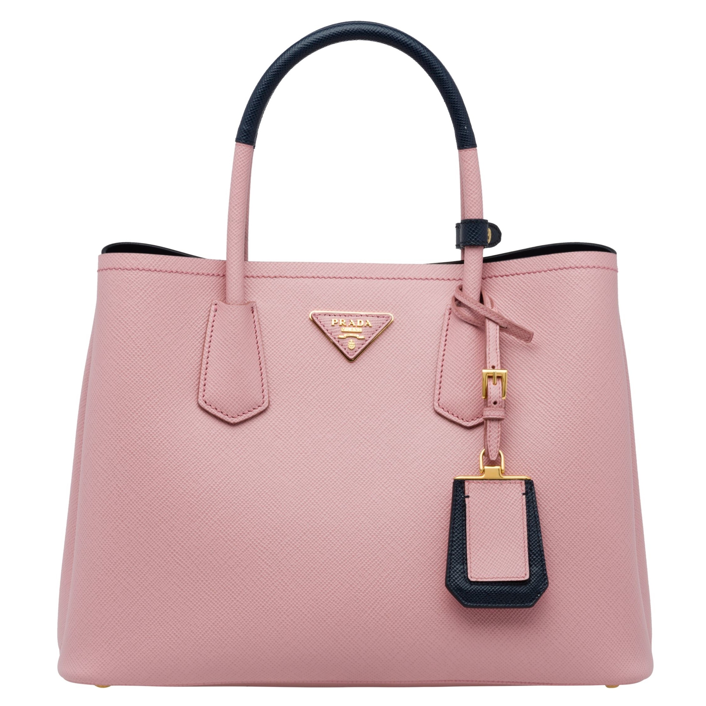 Pra*a bicolor double medium pink saffiano bag